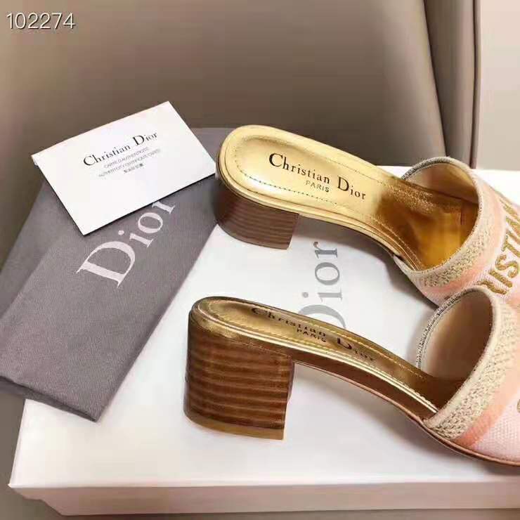 Dior Women Dway Mule in Embroidered Cotton-Gold - image 9