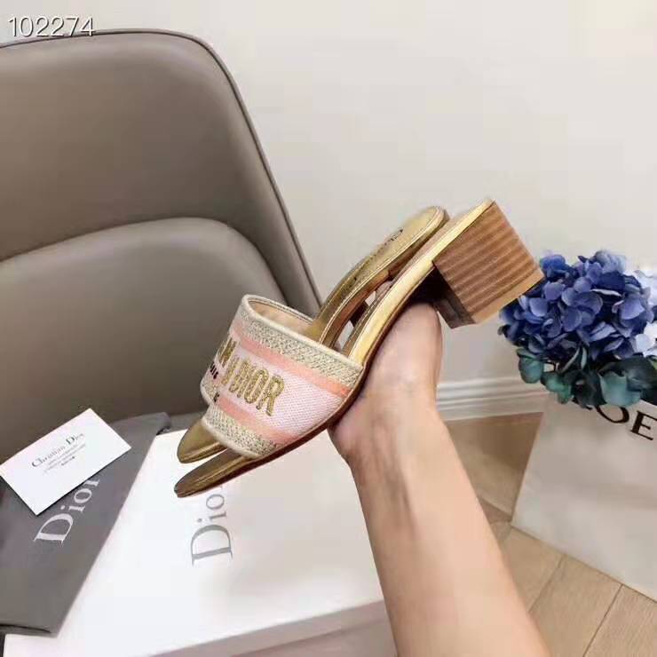Dior Women Dway Mule in Embroidered Cotton-Gold - image 7