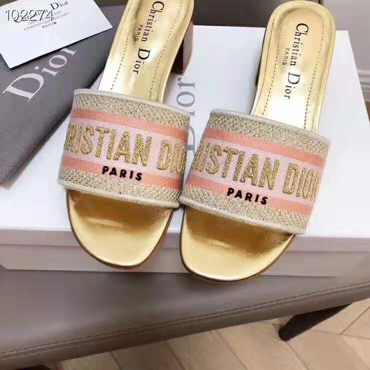 Dior Women Dway Mule in Embroidered Cotton-Gold - image 6