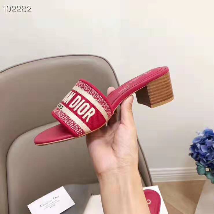Dior Women Dway Mule in Embroidered Cotton-Maroon - image 8