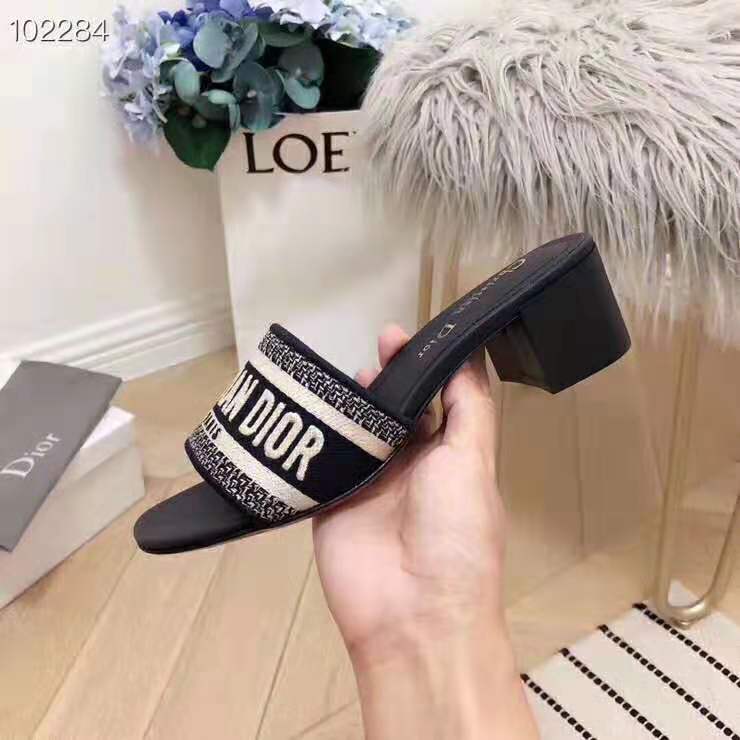 Dior Women Dway Mule in Embroidered Cotton-Navy - image 7