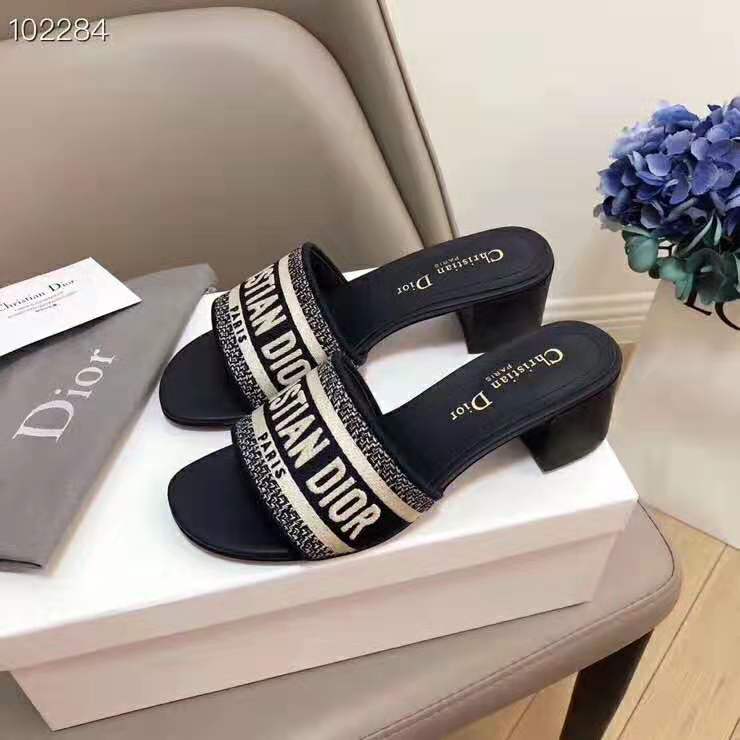 Dior Women Dway Mule in Embroidered Cotton-Navy - image 4