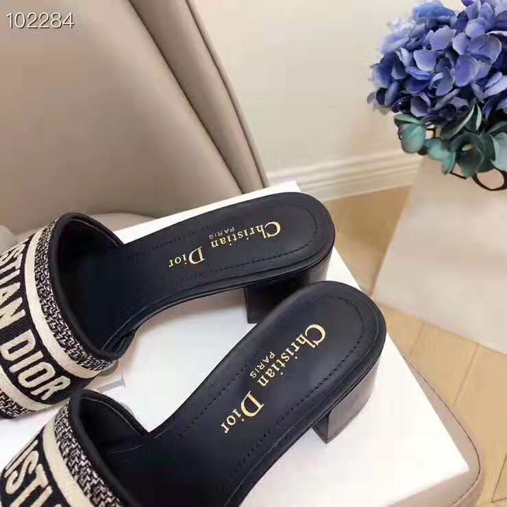 Dior Women Dway Mule in Embroidered Cotton-Navy - image 8