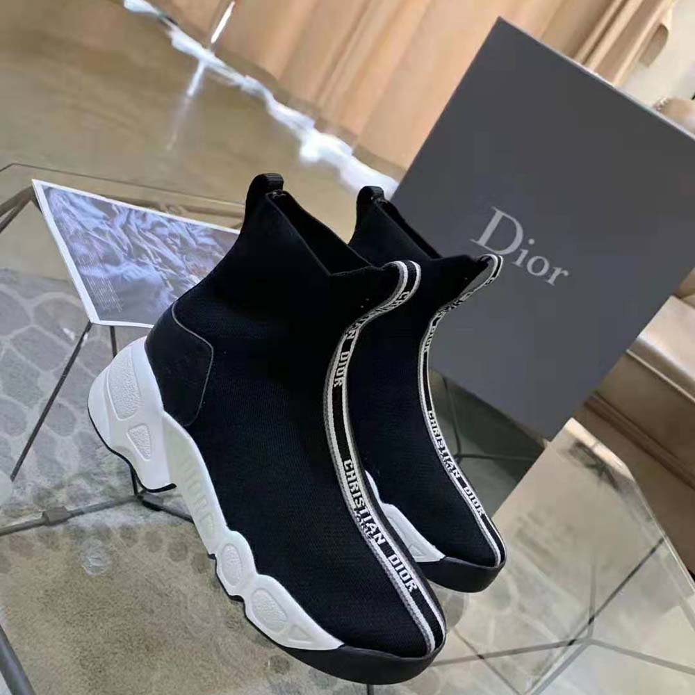 Close-up of black technical knit fabric on Dior Women F. Two Point Zero sneaker