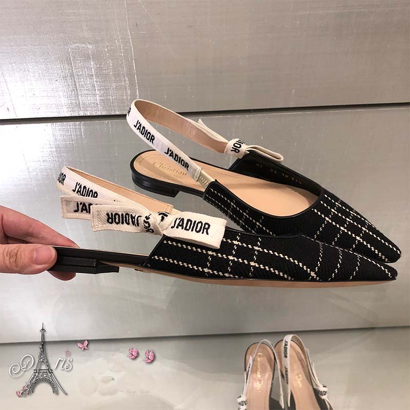 Dior Women J’Adior Tartan Wool Ballet Pump 10mm Heel-Black - image 4