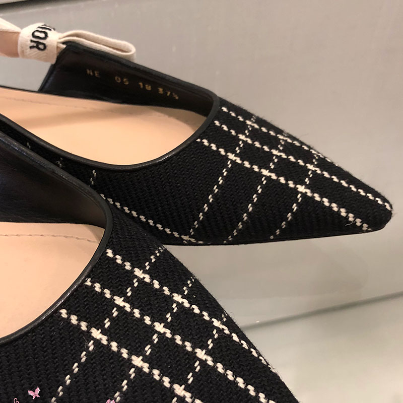 Dior Women J’Adior Tartan Wool Ballet Pump 10mm Heel-Black - image 5