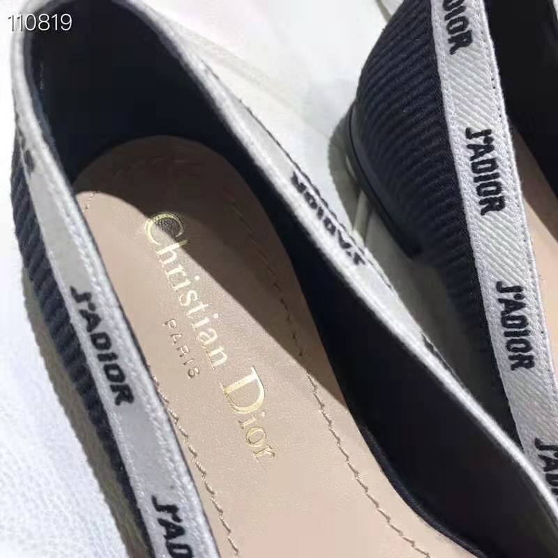 Dior Women J’adior Embroidered Ballet Flat Technical Canvas Embroidered Ribbon-Black - image 9