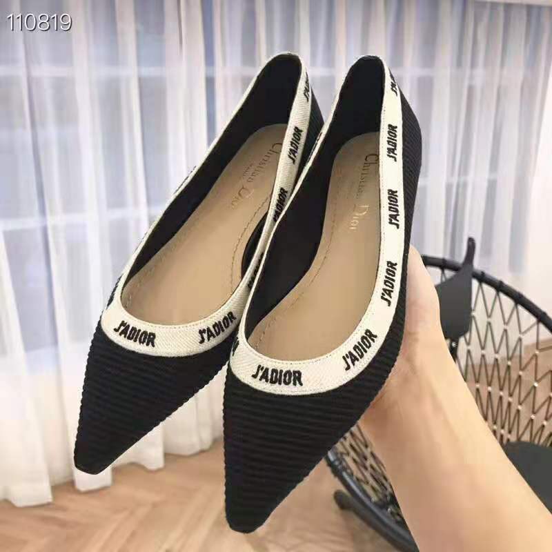 Dior Women J’adior Embroidered Ballet Flat Technical Canvas Embroidered Ribbon-Black - image 5