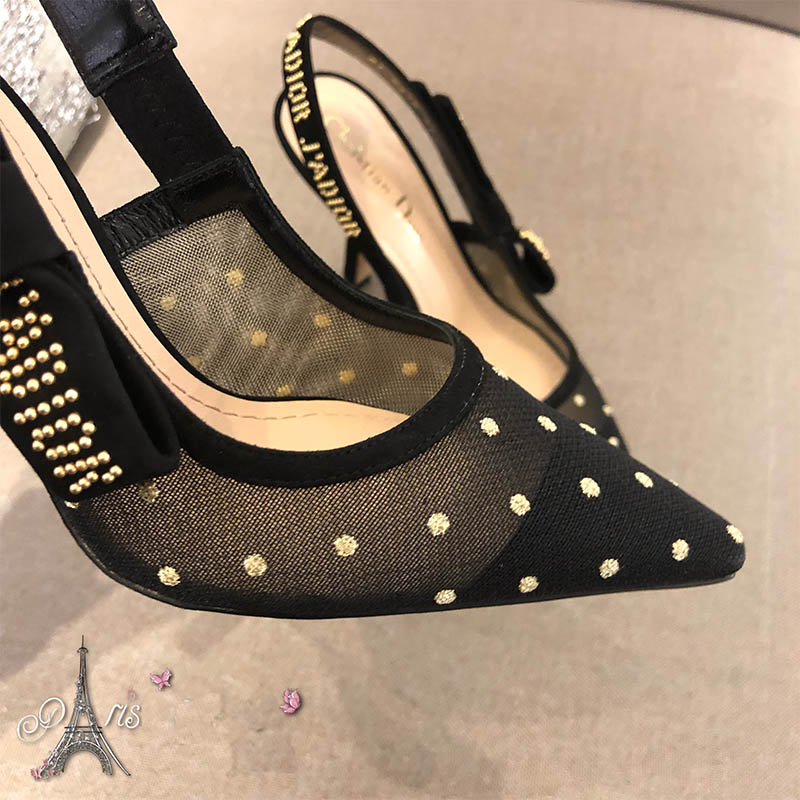 Dior Women J’adior High-Heeled Gold-Tone Dotted Swiss 100mm Heel - image 5