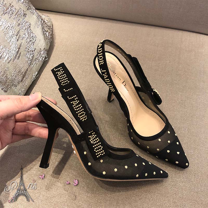 Dior Women J’adior High-Heeled Gold-Tone Dotted Swiss 100mm Heel - image 4