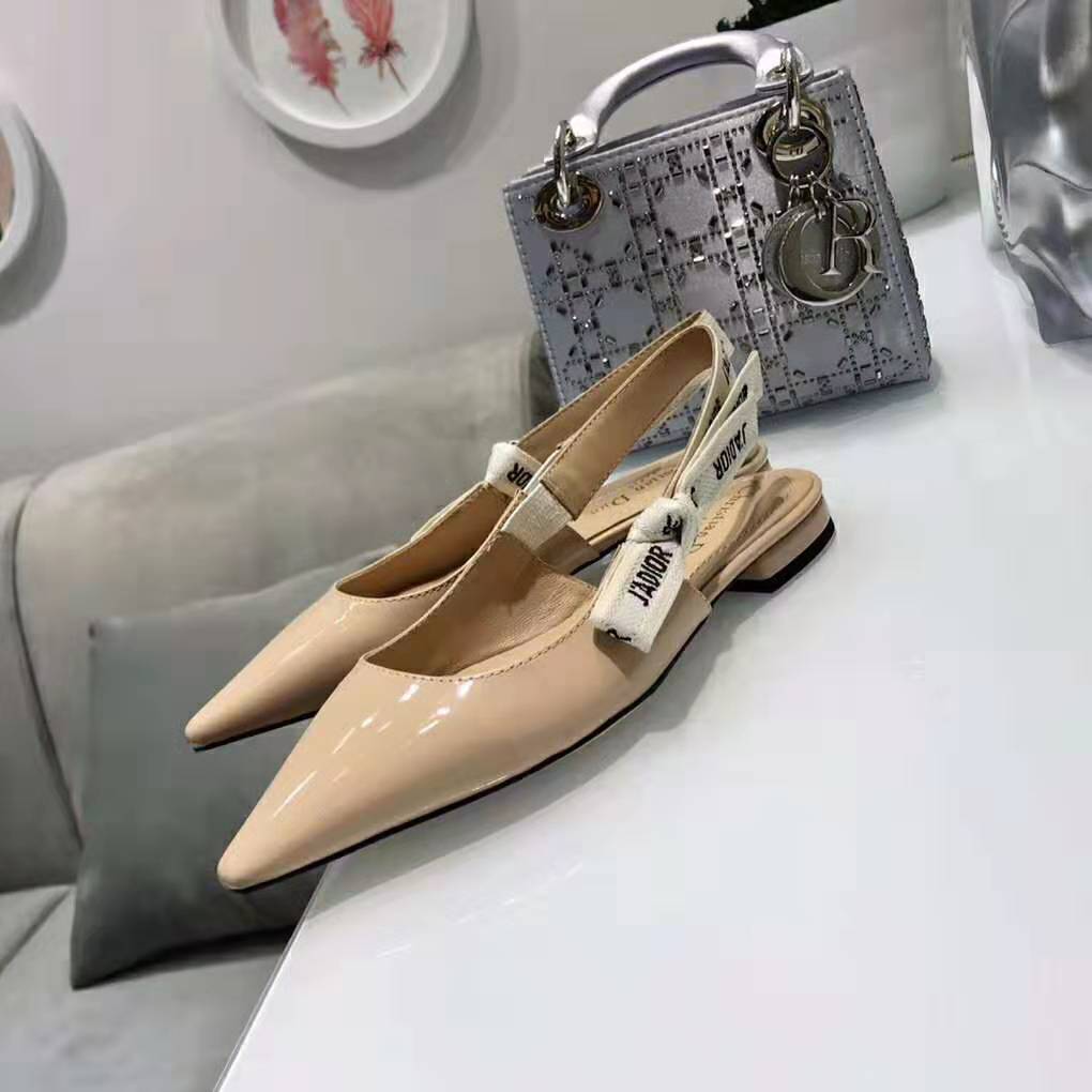 Dior Women J’adior Patent Calfskin Ballet Pump in 1cm Heel-Sandy - image 4