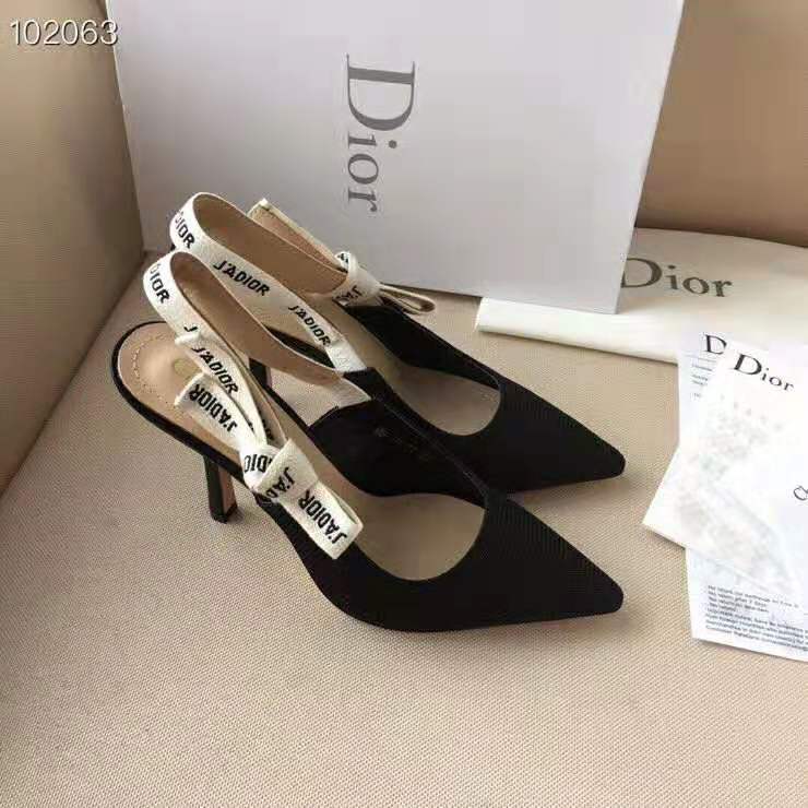 Rear angle showing sleek 10cm heel on Dior Women J’adior Pump in black