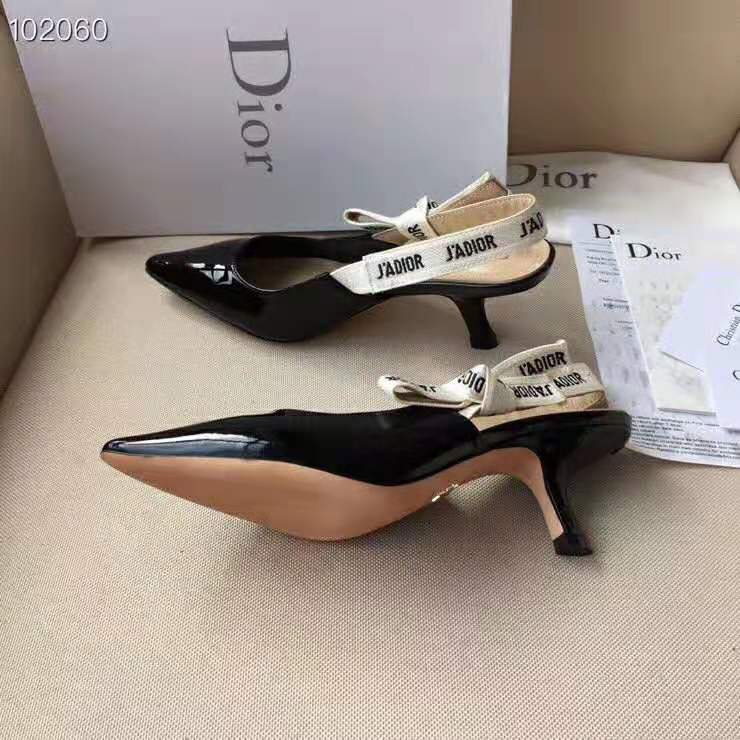 Top view showing glossy patent calfskin of Dior Women J’adior Slingback