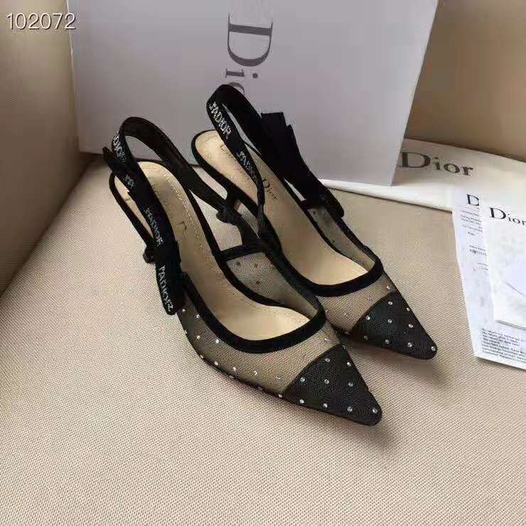 Dior Women J’adior Slingback Gold-Tone Dotted Swiss 6.5 cm Heel-Black - image 7