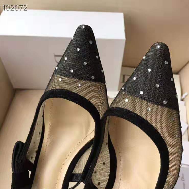 Dior Women J’adior Slingback Gold-Tone Dotted Swiss 6.5 cm Heel-Black - image 9