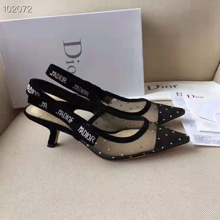 Close-up on gold-tone J’adior buckle detail of Dior Women J’adior Slingback