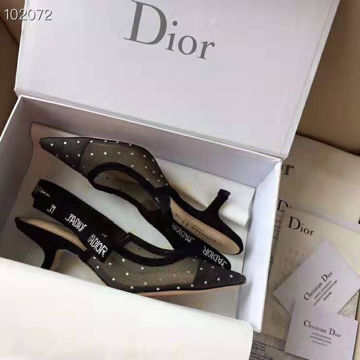 Dior Women J’adior Slingback Gold-Tone Dotted Swiss 6.5 cm Heel-Black - image 8