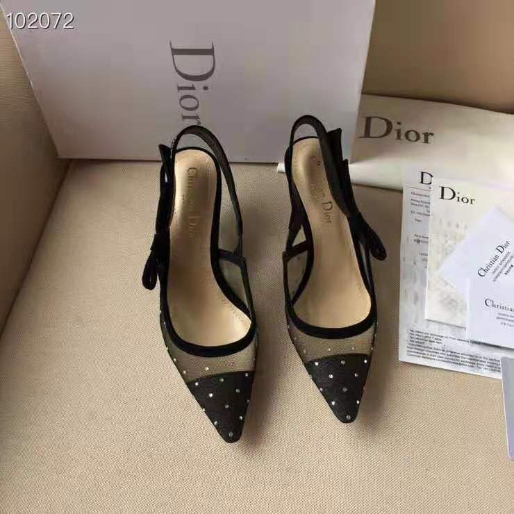 Dior Women J’adior Slingback Gold-Tone Dotted Swiss 6.5 cm Heel-Black - image 6