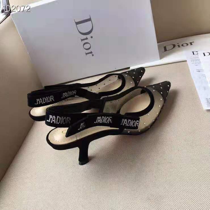 Dior Women J’adior Slingback Gold-Tone Dotted Swiss 6.5 cm Heel-Black - image 4