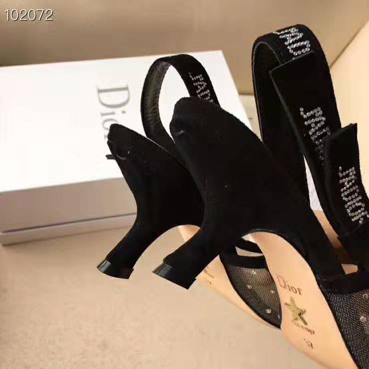 Dior Women J’adior Slingback Gold-Tone Dotted Swiss 6.5 cm Heel-Black - image 10