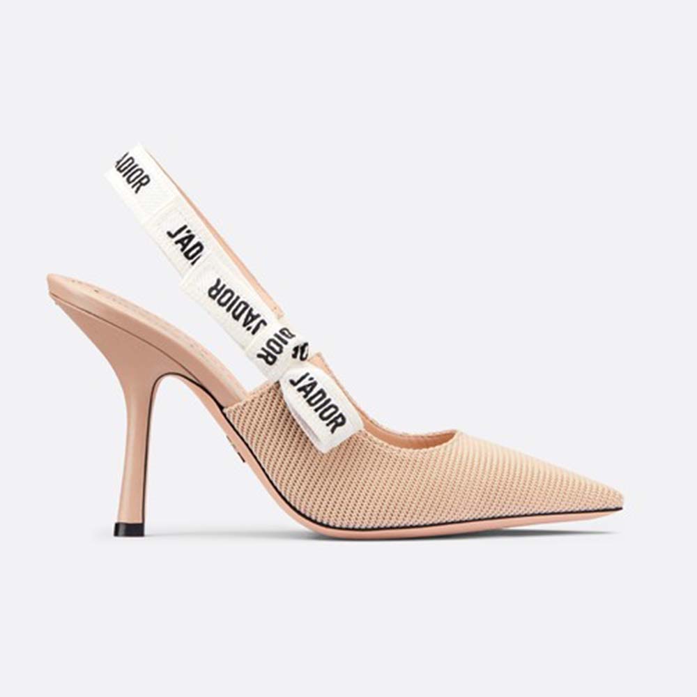 Side view of Dior Women J’adior Slingback Pump 10 cm Heel-Sandy showcasing heel height