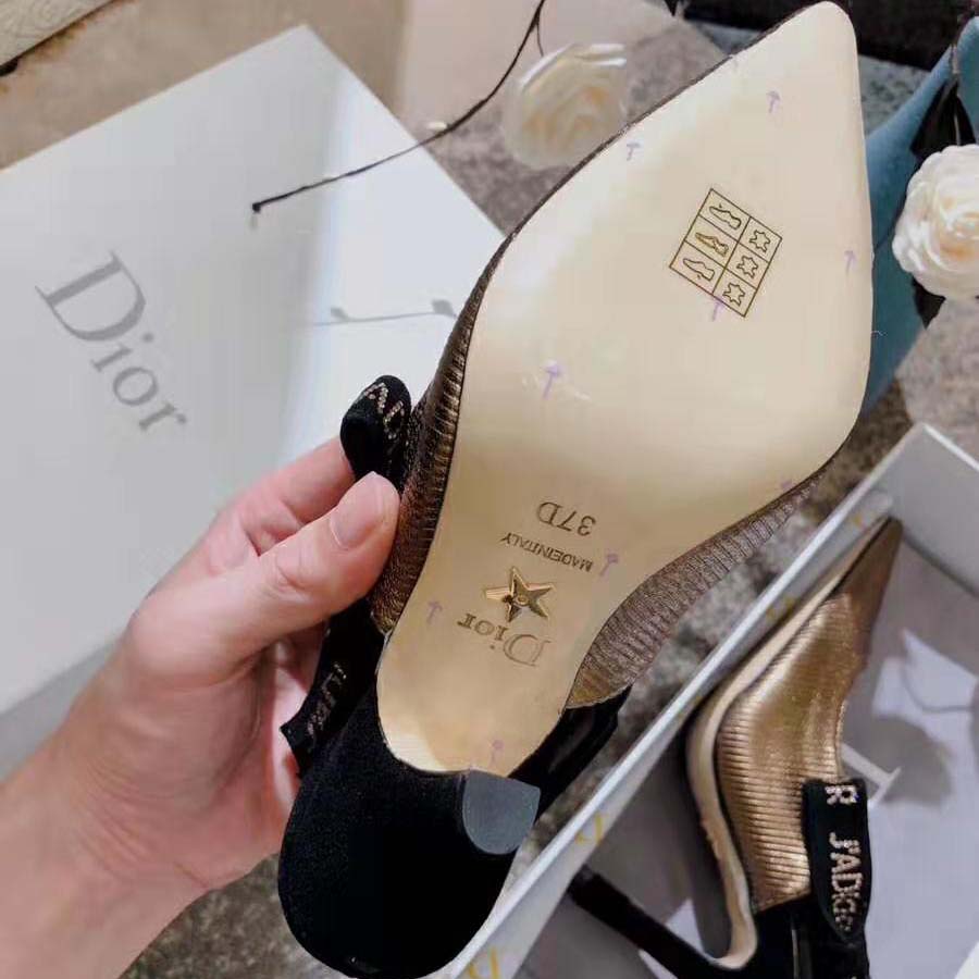 Dior Women J’adior Slingback Pump Bronze Lame Grosgrain Strass 10 cm Heel-Gold - image 10