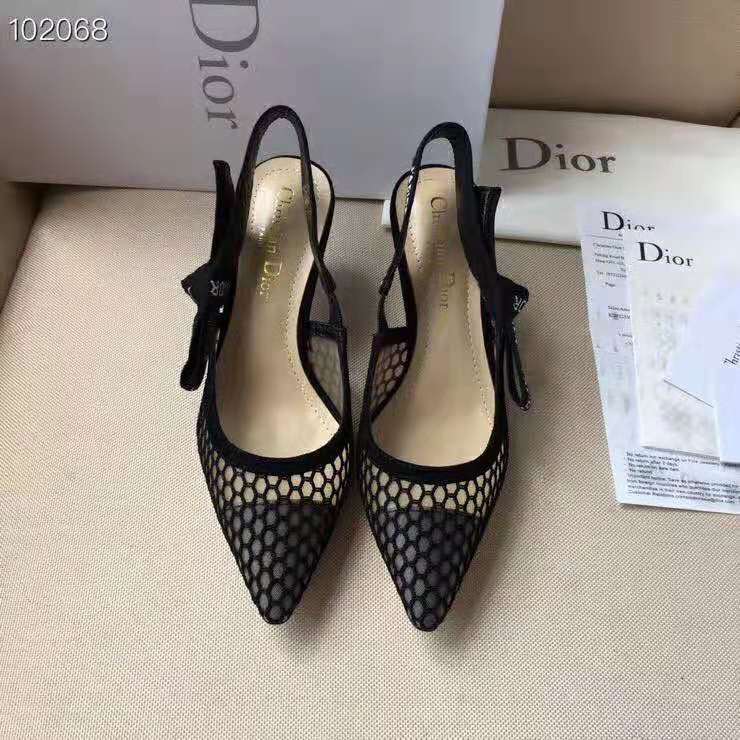 Rear angle showing adjustable buckle on Dior Women J’adior Slingback