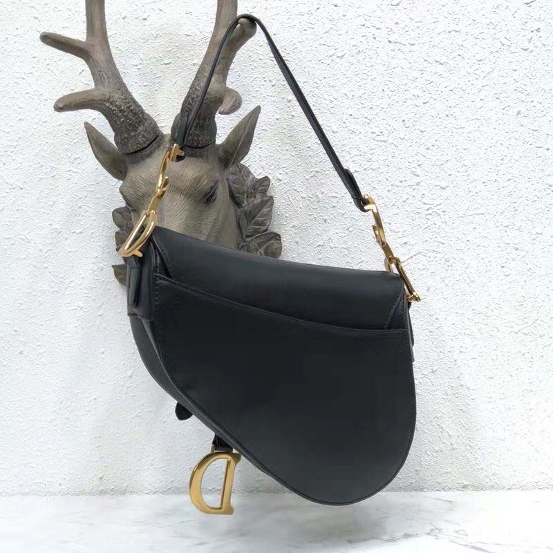 Side angle showing silhouette of Dior Women Mini Saddle Bag