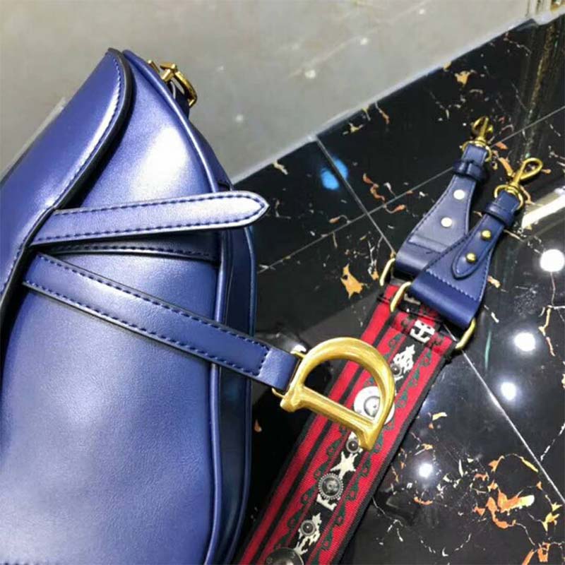 Dior Women Mini Saddle Bag in Blue Calfskin - image 9