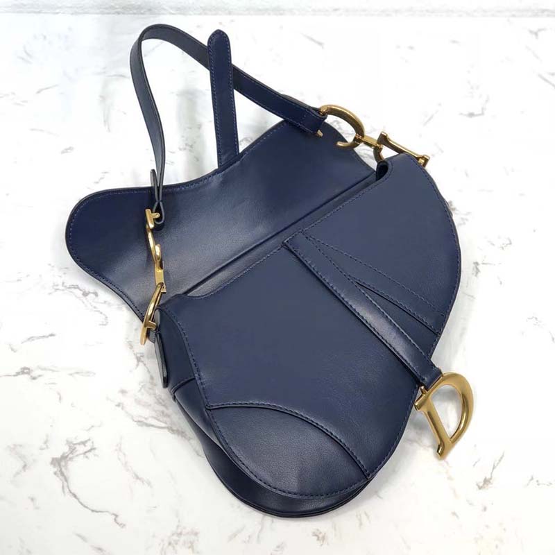 Dior Women Mini Saddle Bag in Blue Calfskin - image 8