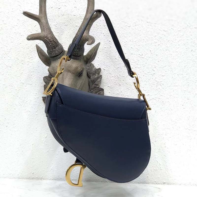 Dior Women Mini Saddle Bag in Blue Calfskin - image 7