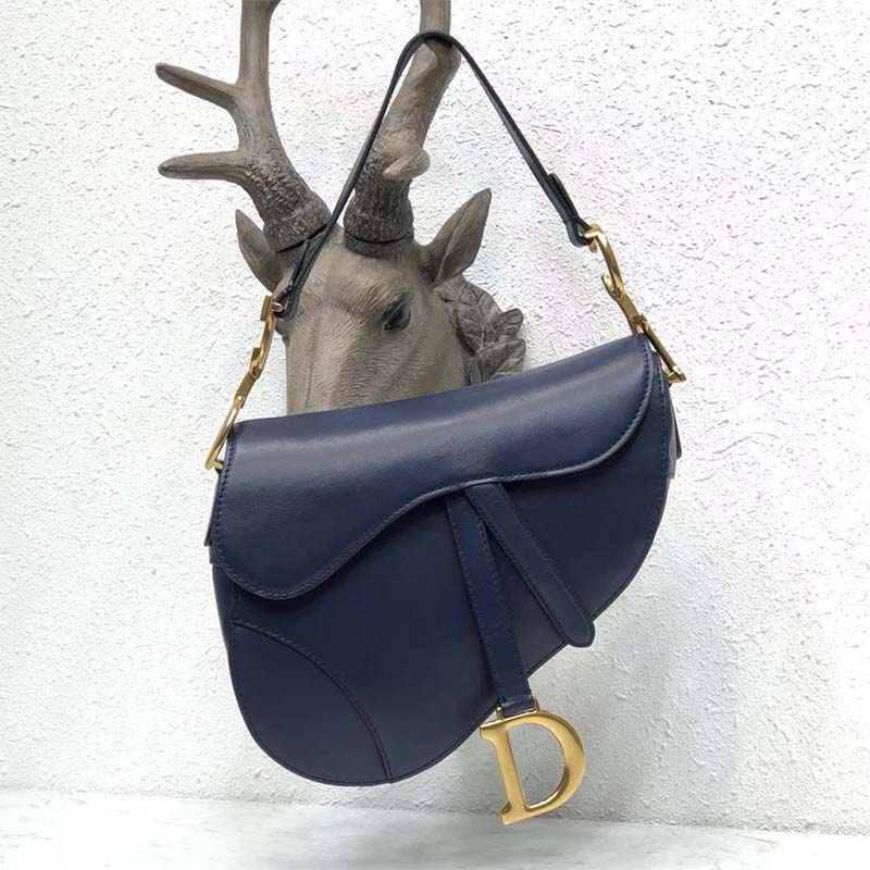 Dior Women Mini Saddle Bag in Blue Calfskin - image 5
