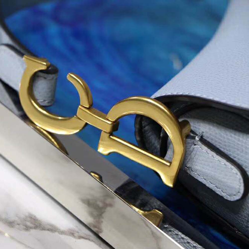 Dior Women Mini Saddle Bag in Calfskin-Blue - image 8