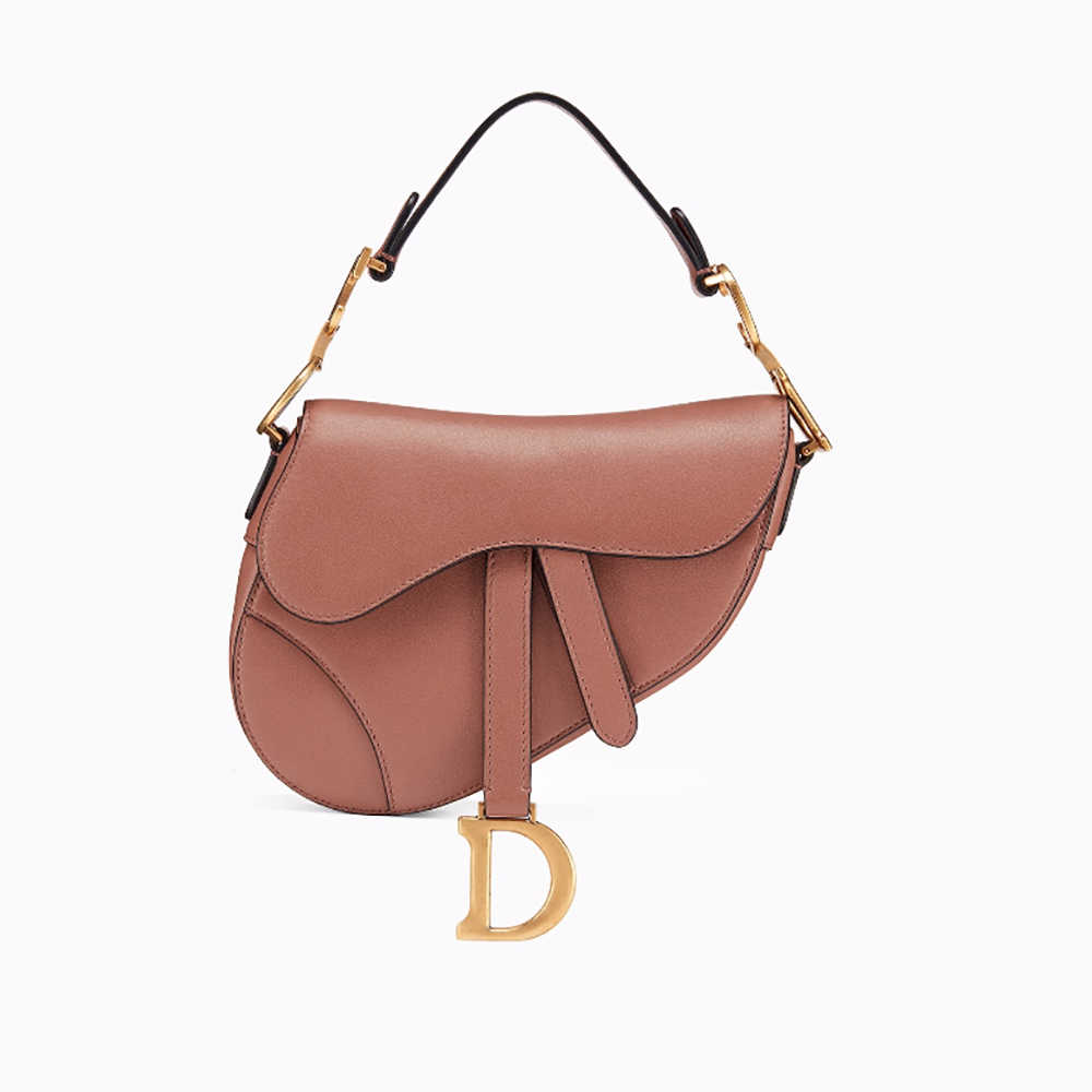 Front view of Dior Women Saddle Bag in pink calfskin leather