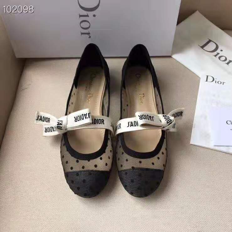 Top view showing sleek silhouette of Dior Women Miss J’Adior ballet pump