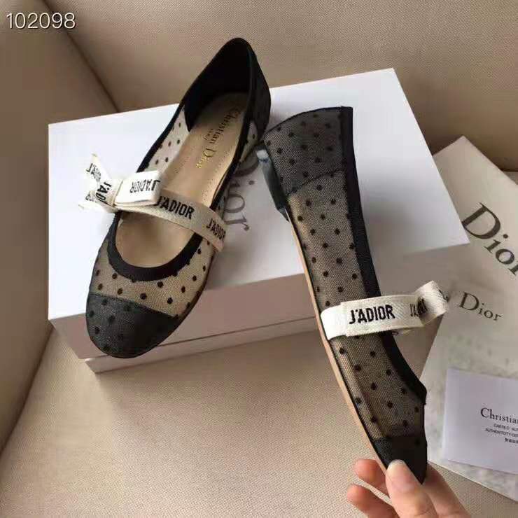 Dior Women Miss J’Adior Dotted Swiss Tulle Ballet Pump-Black - image 8