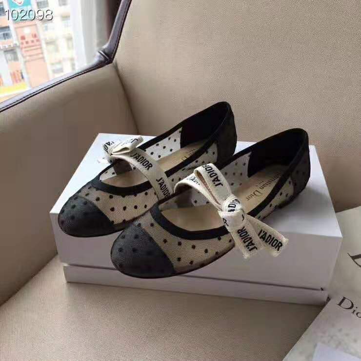 Dior Women Miss J’Adior Dotted Swiss Tulle Ballet Pump-Black - image 4