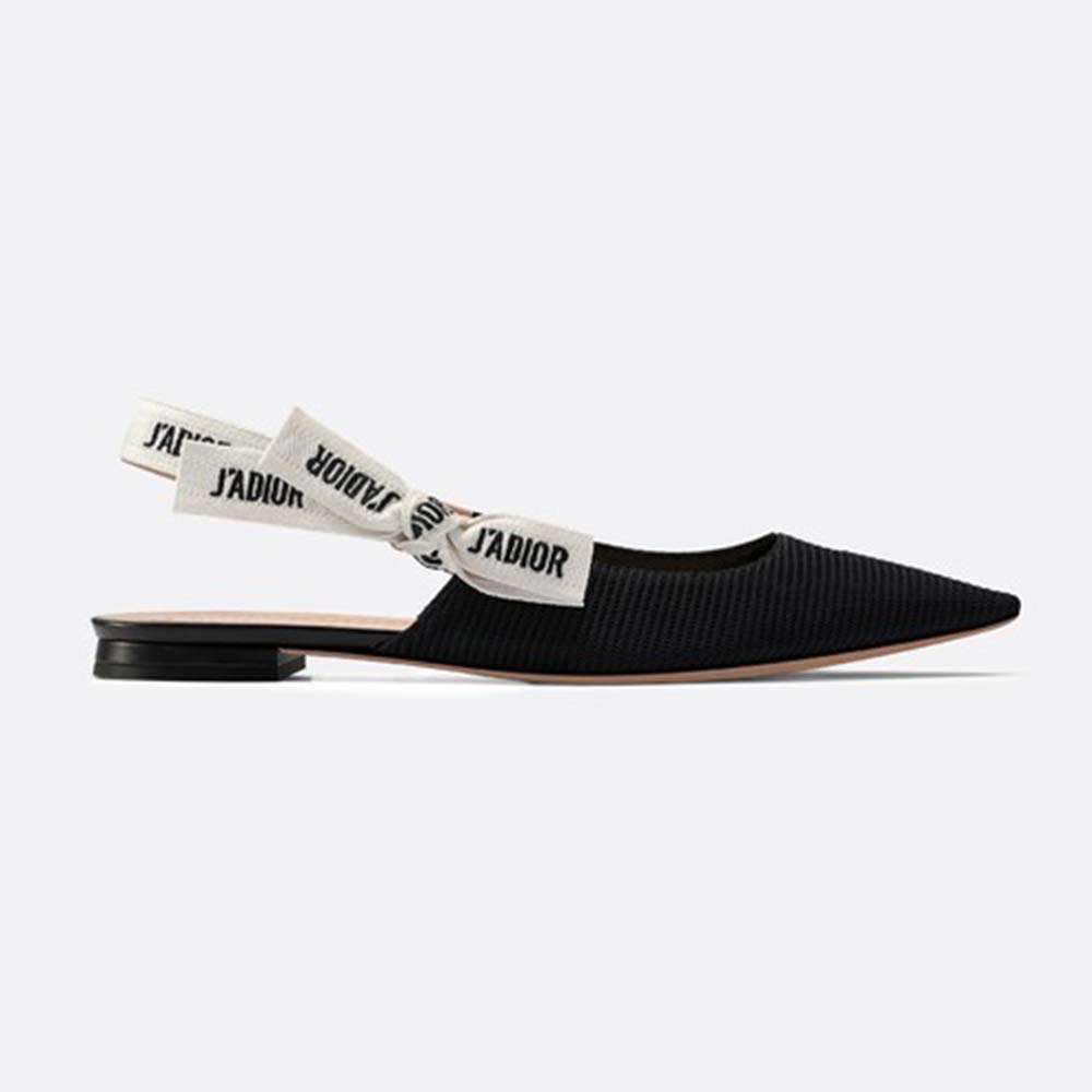 Side view of Dior Women Miss J’adior Ballerina in black technical canvas