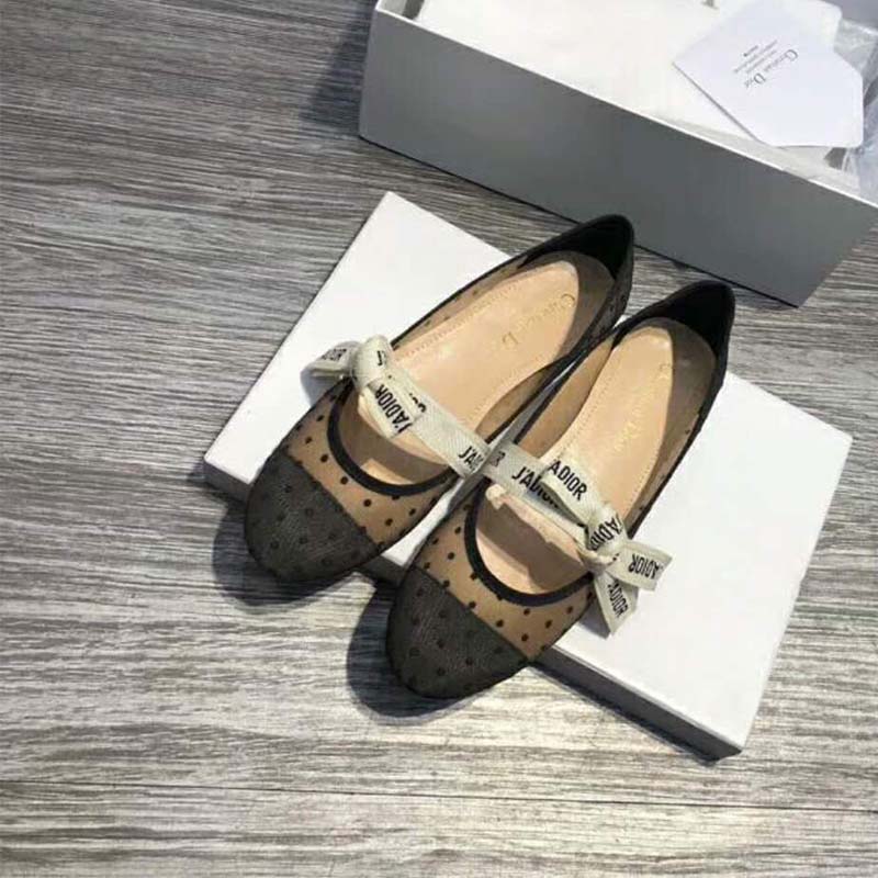 Dior Women Miss J’adior Dotted Swiss Tulle Ballet Pump-Black - image 4