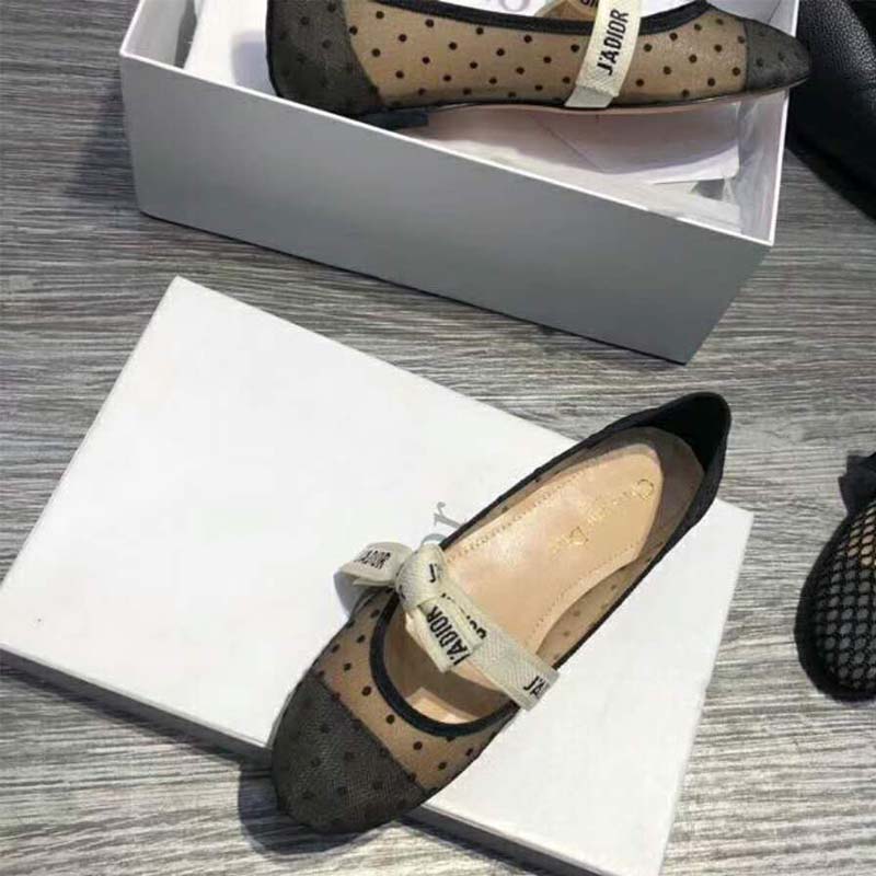 Dior Women Miss J’adior Dotted Swiss Tulle Ballet Pump-Black - image 6