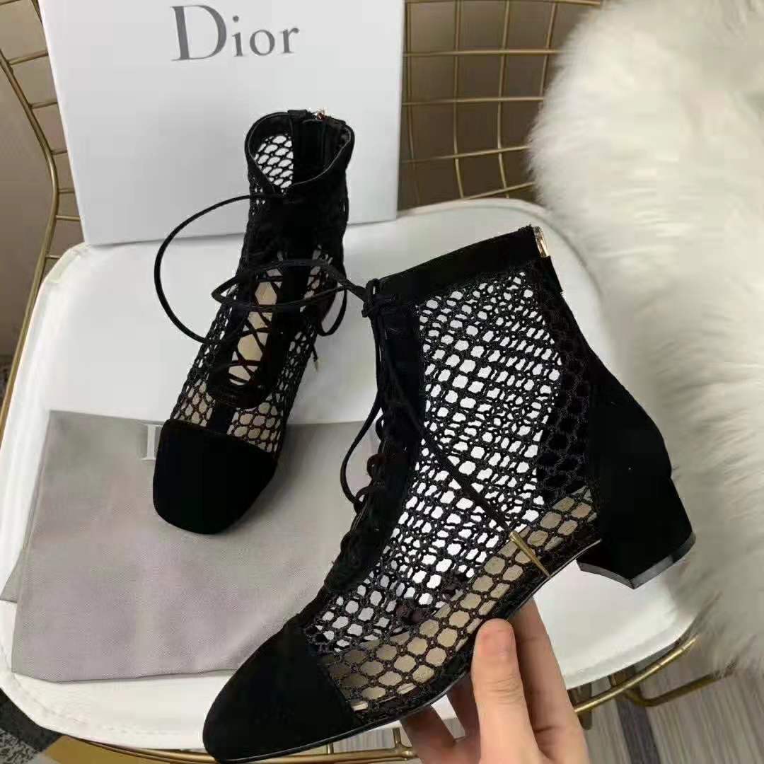 Dior Women Naughtily-D Mesh Ankle Boot in Suede Calfskin 3cm Heel-Black - image 5