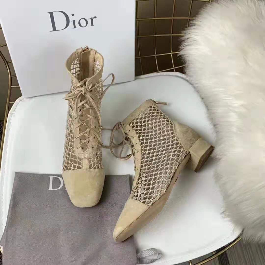 Dior Women Naughtily-D Mesh Ankle Boot in Suede Calfskin 3cm Heel-Sandy - image 4