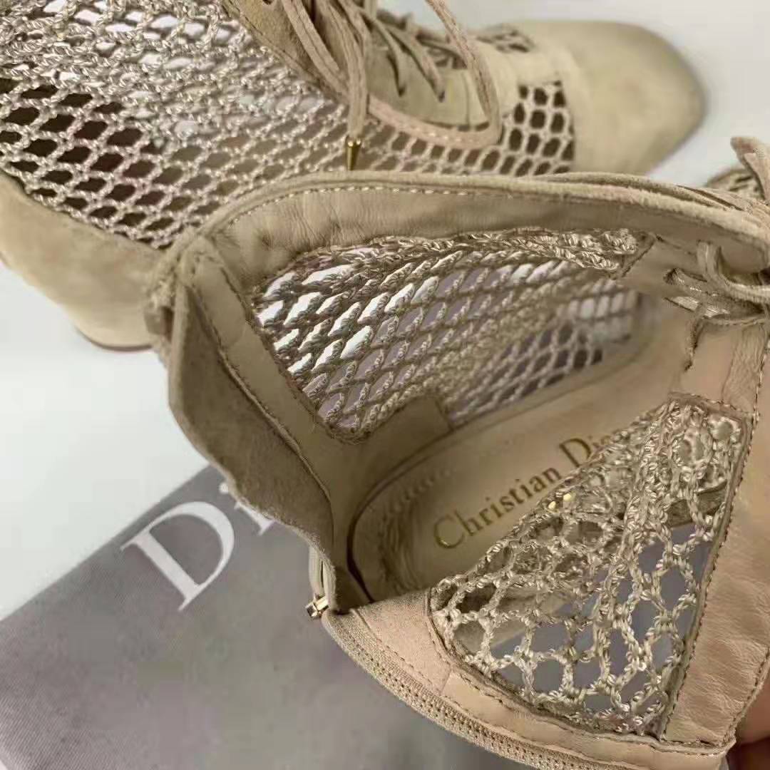 Dior Women Naughtily-D Mesh Ankle Boot in Suede Calfskin 3cm Heel-Sandy - image 6