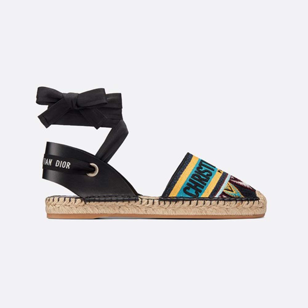 Side view of Dior Women Nicely-D Lace Up Espadrille-Aqua showing high-top design