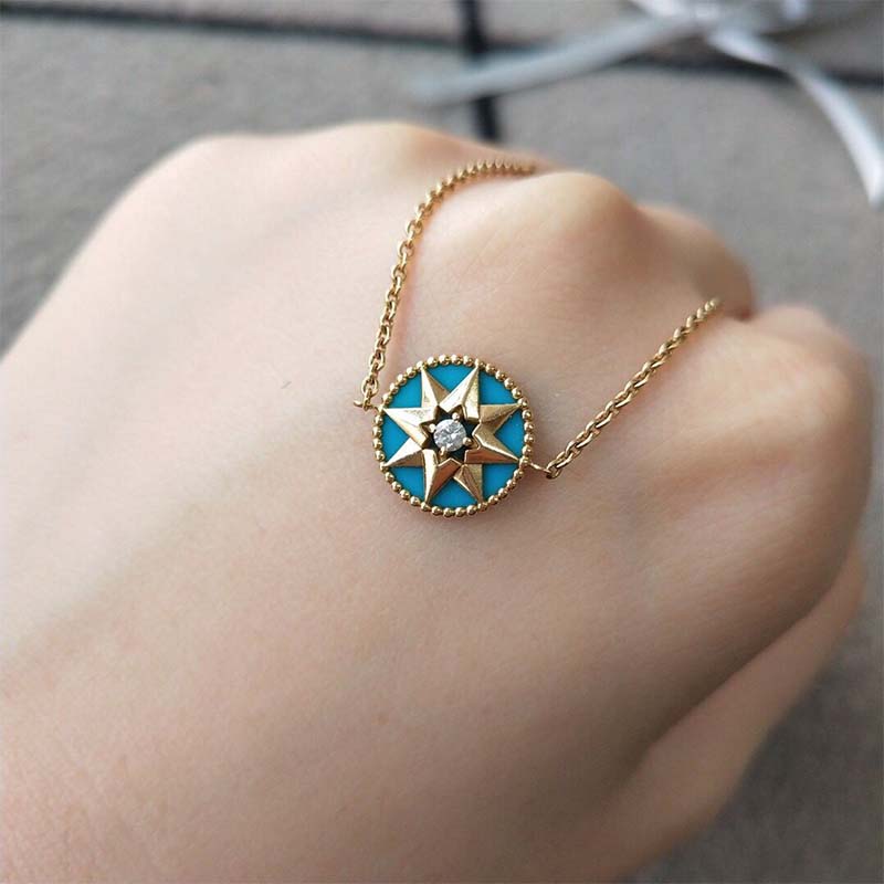Dior Women Rose Des Vents Bracelet 18K Yellow Gold Diamond Turquoise - image 4