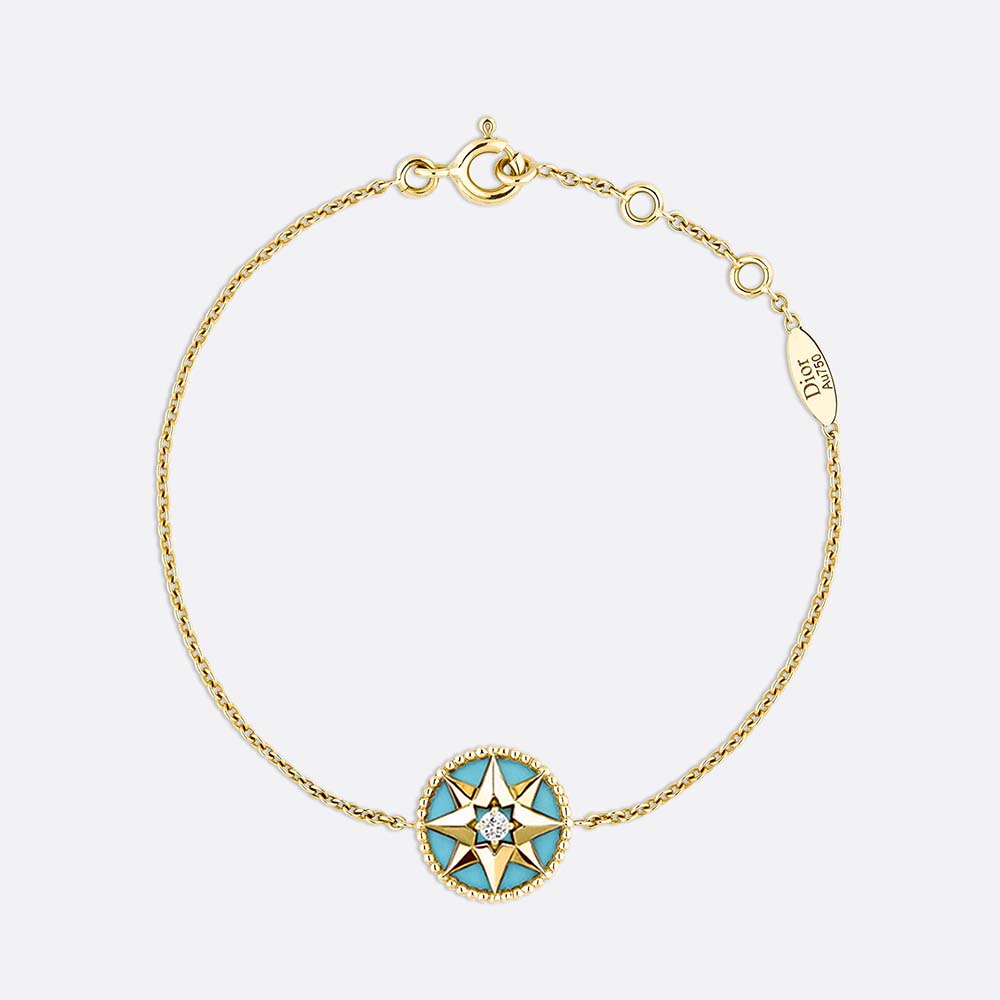 Close-up of Dior Women Rose Des Vents Bracelet showing turquoise stones