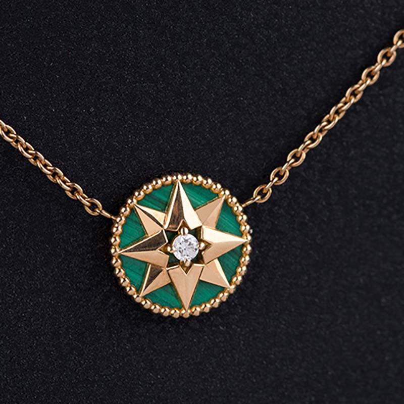 Dior Women Rose Des Vents Necklace 18K Yellow Gold Diamond Malachite - image 5