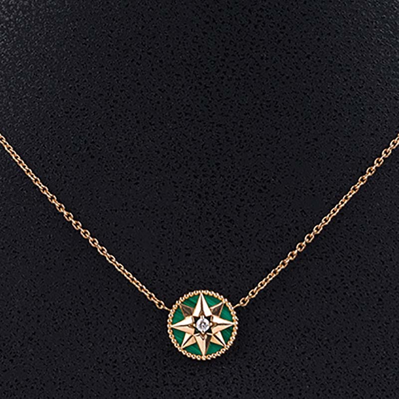 Close-up of diamond details on Dior Women Rose Des Vents Necklace