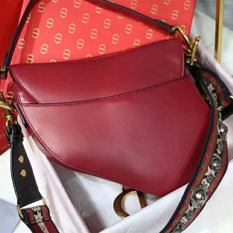 Side profile showing curved silhouette of Dior Women Saddle Bag