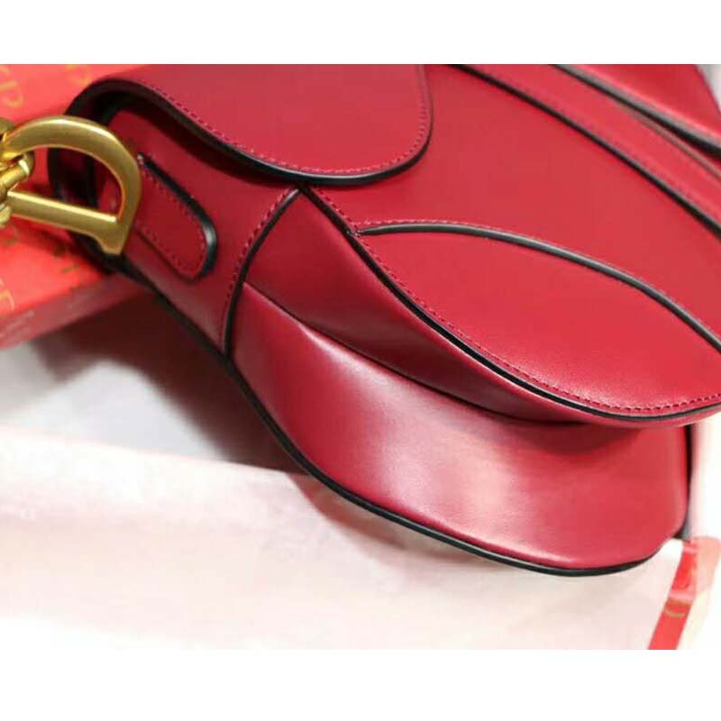 Dior Women Saddle Bag in Red Calfskin - image 5